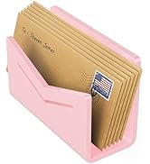Beego Envelope and Mail Organizer Countertop - Pink Acrylic Desk Organizer Letter Holder Desktop ...