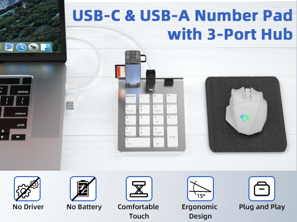 Wired Numeric Keypad USB-C &amp; USB-A