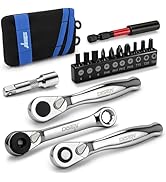DISEN 15PC Mini Ratchet Wrench Set, 1/4" Drive Ratchet Handle Wrench, Mini Socket Set, Tiny Tools...