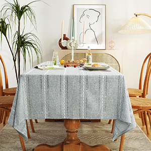 Grey hemstitched tablecloth