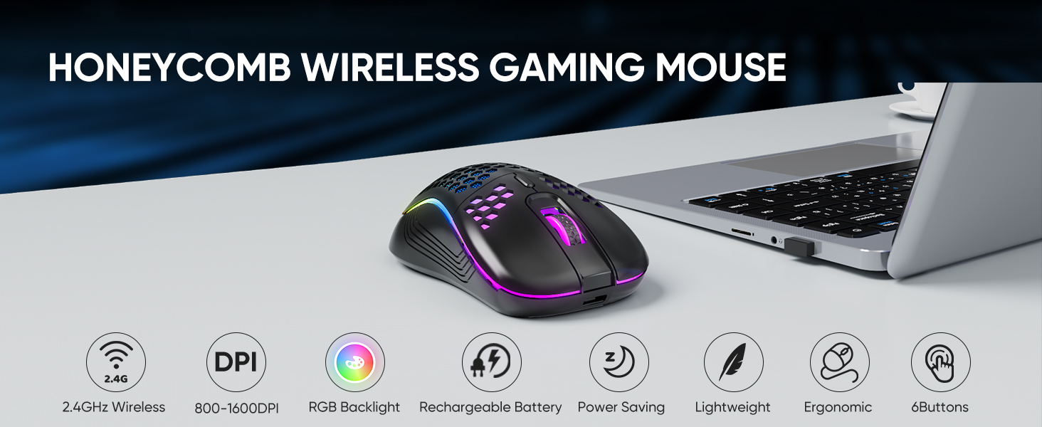 Wireless Gaming Mouse Honeycomb