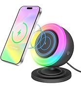 Wireless Charger with Bluetooth Speaker and Night Lights, 4 in 1 Charging Station Touch Dimmable ...