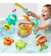 iPlay, iLearn Baby Fishing Bath Toy, Toddler Bathtub Magnetic Fishing Game W/Pole Net Fish Water ...