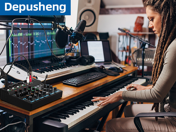 Depusheng 6 channel audio mixer, with 256 effects mixer