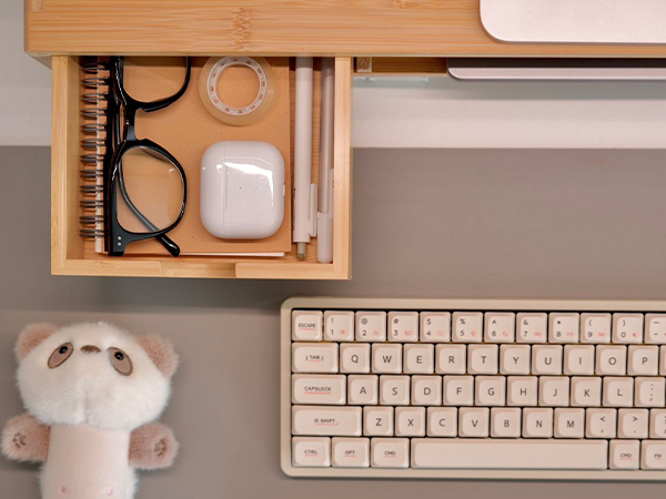 ROCDEER Bamboo Monitor Stand Riser with Drawer