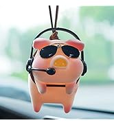 Swinging Pig Car Hanging Ornament, Lucky Piggy Rear View Mirror Accessories, Pig Car Accessories ...