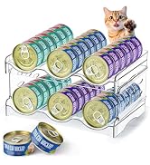 REFLYING Cat Food Can Organizer, 2-Layer Transparent Cat Food Storage Container Holds 36 (3.5oz) ...