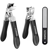 Nail Clippers for Seniors, Wide Jaw Fingernail Clippers and Angled Head Toenail Clippers for Thic...