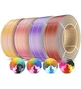 SUNLU 500g Silk Quadruple Color PLA Filament Refill Bundle, No-Spool Silk PLA Plus 3D Printer Fil...