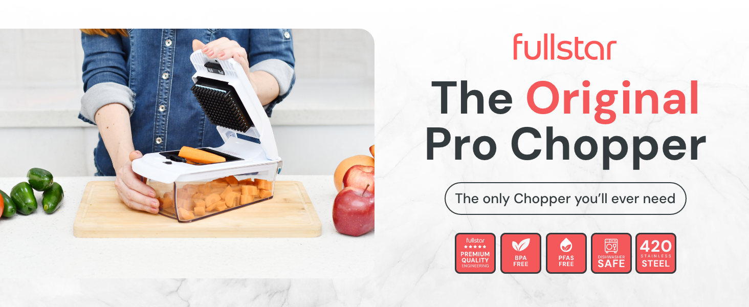 fullstar vegetable chopper shown with premium materials and safety features