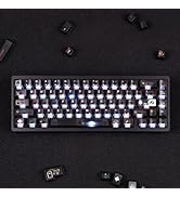 ULTRAEQUIP Clear Matte Keycaps Set, Black Matte Transparent PC 122 Keys Cherry Profile, Backlit C...