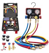 Rogvoc AC Gauges, AC Manifold Gauge Set for R22/R410a/R134a Refrigerant, 4 Way HVAC Refrigerant G...