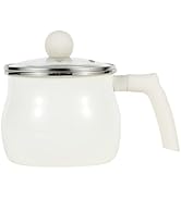 Enamel Milk Pan with Lid,2.1 Quarts Saucepan Butter Warmer with Effortless Handle, Healthy Soup P...