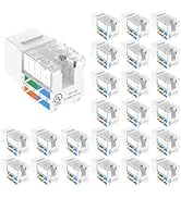 VCE UL Listed Cat6 Keystone Jack Insert 25-Pack, 90 Degree Punch Down RJ45 Keystone Jack Adapter ...