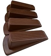 Rubber Door Stoppers - Door Stop Wedge, Large Heavy Duty Flexible Door Holder - Brown 4 Pack - No...