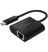 Belkin 60W USB-C to Ethernet + Charge Adapter - Gigabit Ethernet Port Compatible with USB-C Devic...