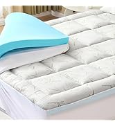 NEWBULIG Cooling Dual Layer Mattress Topper, 2 Inch Gel Memory Foam &amp; Pillow Top Mattress Toppers...