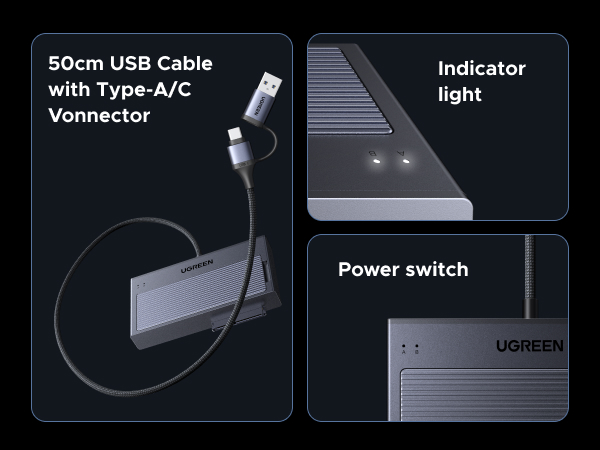 UGREEN 2 in 1 M.2 NVME SSD Enclosure and SATA Hard Drive Adater