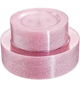 WDF 120pcs Pink Plastic Plates Disposable - Clear Pink Glitter Plates including 60PCS Dinner Plat...