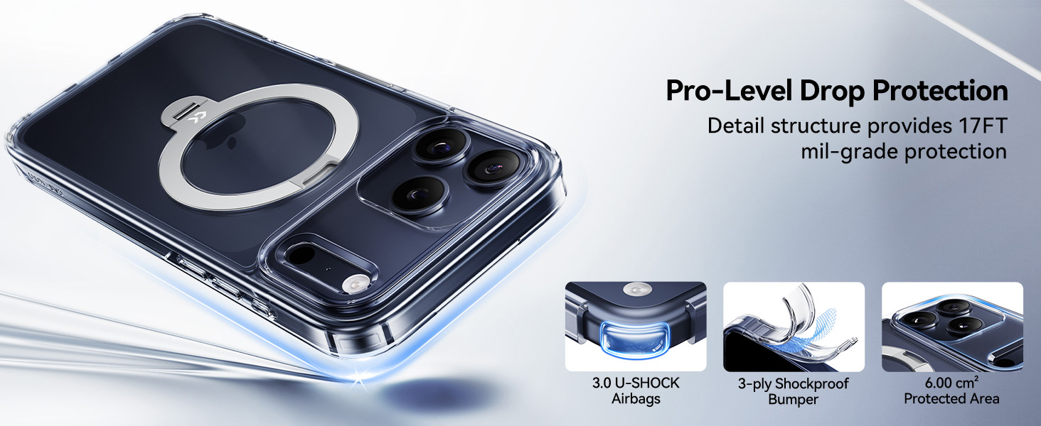 Deep Blue for iPhone 17 Pro Case with 360 Spin Magnetic Stand