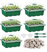 Apipi 5 Pack Seed Starter Kit with 60 Coco Coir Pellets - 60 Cell Seed Starter Trays with Domes f...