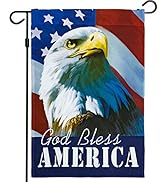 G128 - American Flag with Eagle God Bless America Patriotic Garden Flag, Rustic Holiday Seasonal ...
