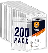 200 Pack Badge Holder, Plastic ID Badge Holder, Clear Waterproof ID Card Holder with Resealable Z...