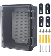Otdorpatio Junction Box, Hinged Black Clear Cover IP67 Waterproof ABS Project Box with Mounting P...