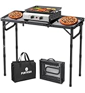 FUNYKICH 3ft Folding Grill Table for Outside, 3 Height Adjustable Portable Camping Tables, Lightw...
