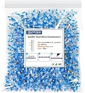 600Pcs Blue Solder Seal Wire Connectors, 16-14 Gauge Waterproof Electrical Butt Connectors with H...