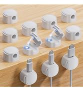 12 Pack Magnetic Cable Clips [Smooth Adjustable], gliship Phone Charger Cord Holder Clips for Nig...