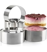 Uncle Jack Professional Stainless Steel Food Tower Presentation Cooking Rings with Food Press-Rou...