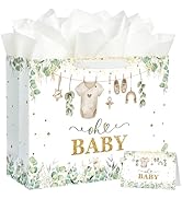 Yusenguan 16.5" Extra Large Baby Boy Girl Gift Bag Set with Tissue Paper, Greeting Card and Handl...