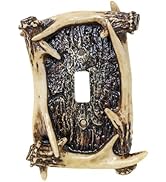 Rustic Faux Antler Single Toggle Switch Cover – Decorative 1-Gang Light Switch Cover Plate– Uniqu...