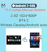 HiFi 2+64G Single Din Car Radio Stereo 10.4 Inch Android 13 Wireless Carplay Android Auto Manual ...