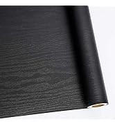 Abyssaly Black Wood Peel and Stick Wallpaper Decorative Self-Adhesive Film for Surfaces Easy to C...