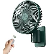 LEMOISTAR 8 Inch Small Wall Mounted Fan with Remote Control, AC/DC(12V), 90°Oscillating, 4 Speeds...