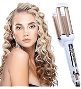 Crimper Hair Iron, Ceramic Hair Crimper Hair Waver 3 Barrel Curling Iron 0.6 inch / 16mm Perm Ins...