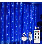 DomeStar 300 LED Fairy Lights, Waterproof Curtain Christmas Battery Operated String Lights with 8...