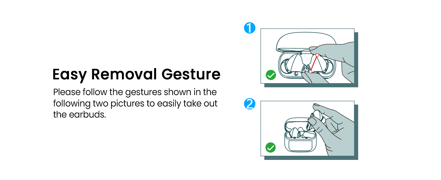 wireless earbuds easy removal gesture