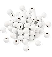 Craftdady 50Pcs Large Hole White Round Wood Beads 20mm Natural Wooden Ball Spacer Loose Beads for...