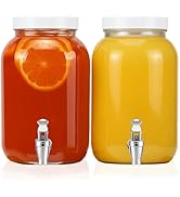 1 Gallon Large Glass Drink Dispensers for Parties, Glass Iced Beverage Dispensers with Spigot, Re...