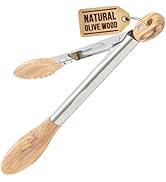 Boxiki Kitchen Tongs for Cooking with Wooden Tips - Wooden Tongs Ideal for BBQ, Salad, Toaster, B...