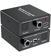 Optical-to-Coaxial or Coax-to-Optical Digital Audio Converter Adapter, LUKFOCAB Digital Coaxial t...