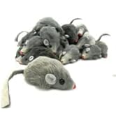 SelHeng 5 Pcs Gray Fur Rattle Mouse Cat Toy Mice Animal Toy Pet Supplies Furry Play Combo - Cat T...