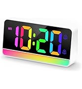 ALANAS Large RGB Digital Alarm Clock for Bedrooms,7" Big Display Color Changing Mood Lights, Dual...