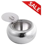 Ashtray, Newness Stainless Steel Modern Tabletop Ashtray with Lid, Cigarette Ashtray for Indoor o...