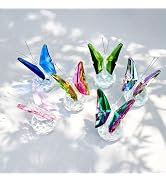 QFkris 6-Piece Crystal Butterfly Figurine Set, Handcrafted Glass Animal Sculpture Home Decor, Off...