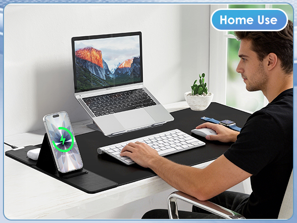 Mouse Pad with Phone Holder Magnetic Wireless Charging