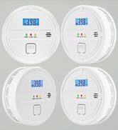 4 Packs Smoke &amp; Carbon Monoxide Detector Battery Operated,2-in-1 Smoke Detector Carbon Monoxide D...
